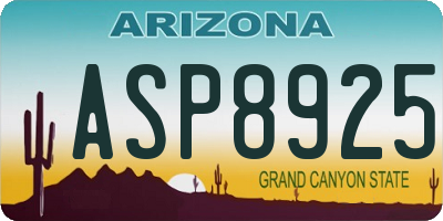 AZ license plate ASP8925