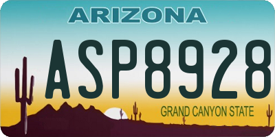 AZ license plate ASP8928