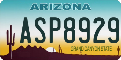 AZ license plate ASP8929