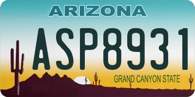 AZ license plate ASP8931