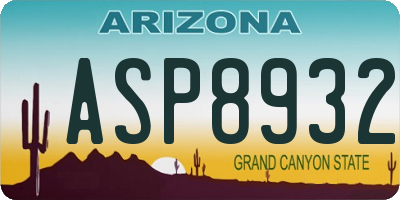 AZ license plate ASP8932