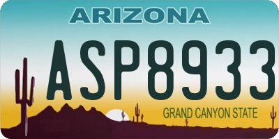 AZ license plate ASP8933