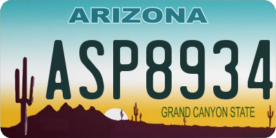 AZ license plate ASP8934