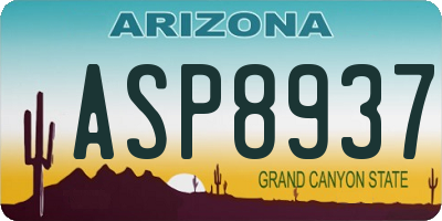 AZ license plate ASP8937