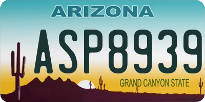 AZ license plate ASP8939