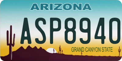 AZ license plate ASP8940