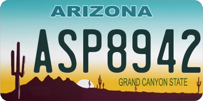 AZ license plate ASP8942
