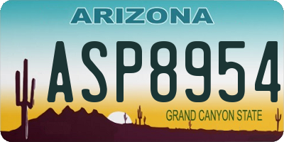 AZ license plate ASP8954