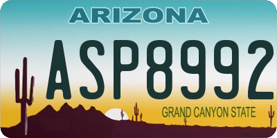 AZ license plate ASP8992