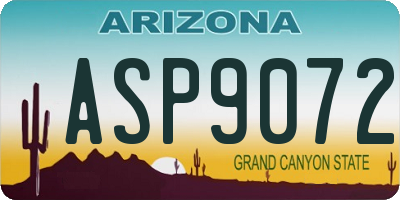 AZ license plate ASP9072