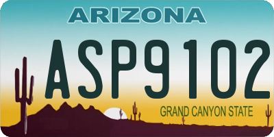 AZ license plate ASP9102