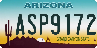 AZ license plate ASP9172
