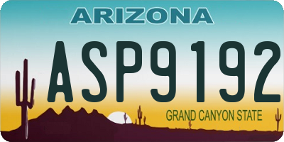 AZ license plate ASP9192