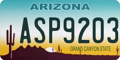 AZ license plate ASP9203