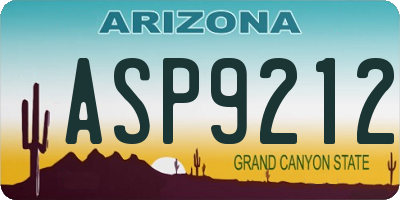 AZ license plate ASP9212