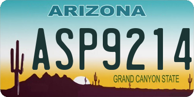 AZ license plate ASP9214