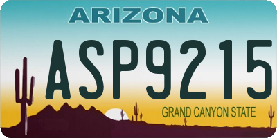 AZ license plate ASP9215