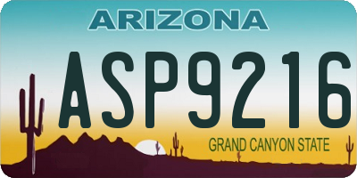 AZ license plate ASP9216