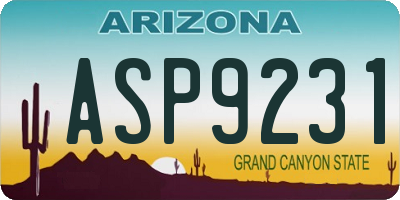 AZ license plate ASP9231