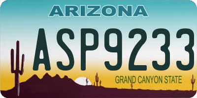 AZ license plate ASP9233