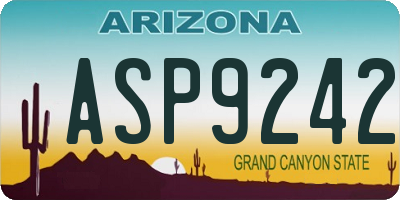 AZ license plate ASP9242