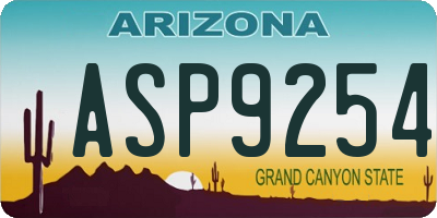 AZ license plate ASP9254