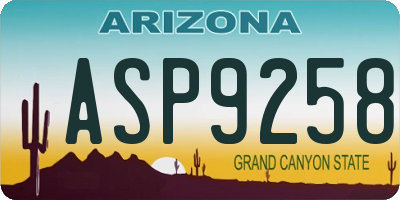 AZ license plate ASP9258