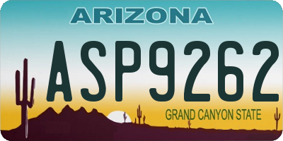 AZ license plate ASP9262