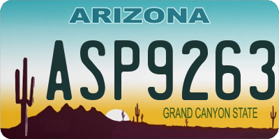 AZ license plate ASP9263