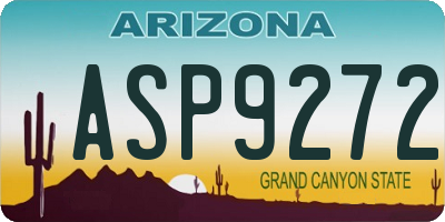 AZ license plate ASP9272