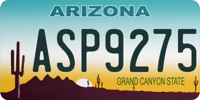 AZ license plate ASP9275