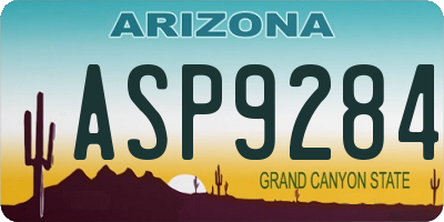 AZ license plate ASP9284