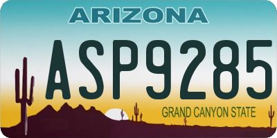 AZ license plate ASP9285