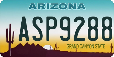 AZ license plate ASP9288