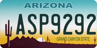 AZ license plate ASP9292