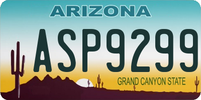 AZ license plate ASP9299