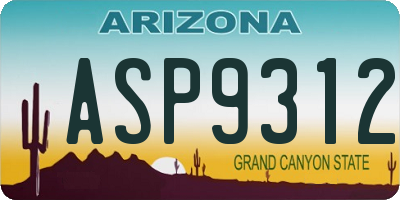 AZ license plate ASP9312