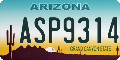 AZ license plate ASP9314