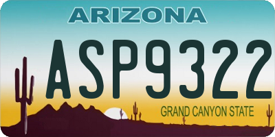 AZ license plate ASP9322