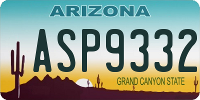 AZ license plate ASP9332