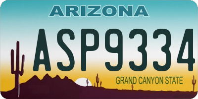 AZ license plate ASP9334