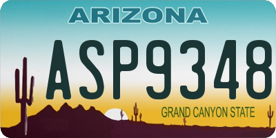 AZ license plate ASP9348