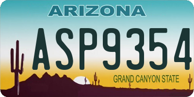 AZ license plate ASP9354
