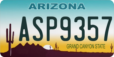 AZ license plate ASP9357