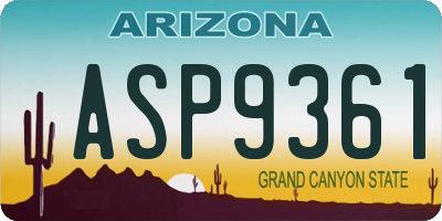 AZ license plate ASP9361