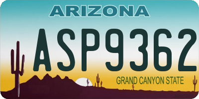 AZ license plate ASP9362