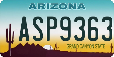 AZ license plate ASP9363