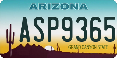 AZ license plate ASP9365