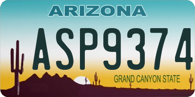 AZ license plate ASP9374