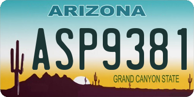 AZ license plate ASP9381